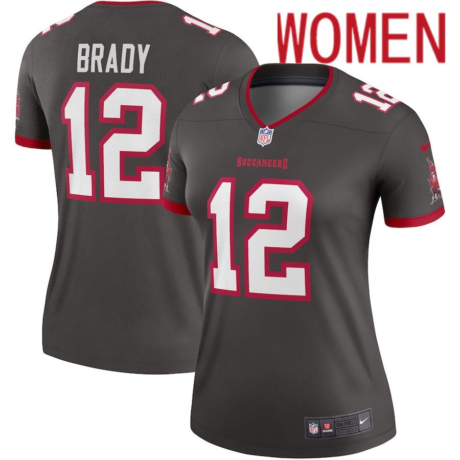 Women Tampa Bay Buccaneers 12 Tom Brady Nike Pewter Alternate Legend NFL Jersey